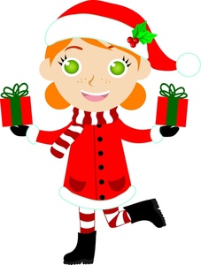 Christmas Gifts Clipart Image   Cute Child Dressed For The