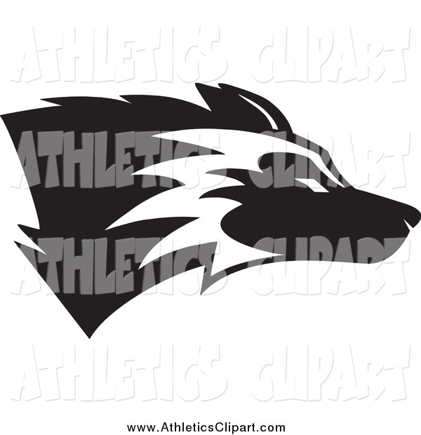 Clip Art Of A Black And White Husky Mascot Dog In Profile By Johnny