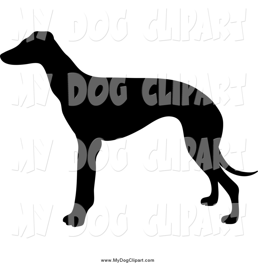 Clip Art Of A Silhouetted Greyhound Dog In Profile By Pams Clipart