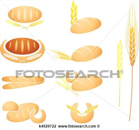 Clip Art Of Bread Baguette Corn And Wheat K4929722   Search Clipart    