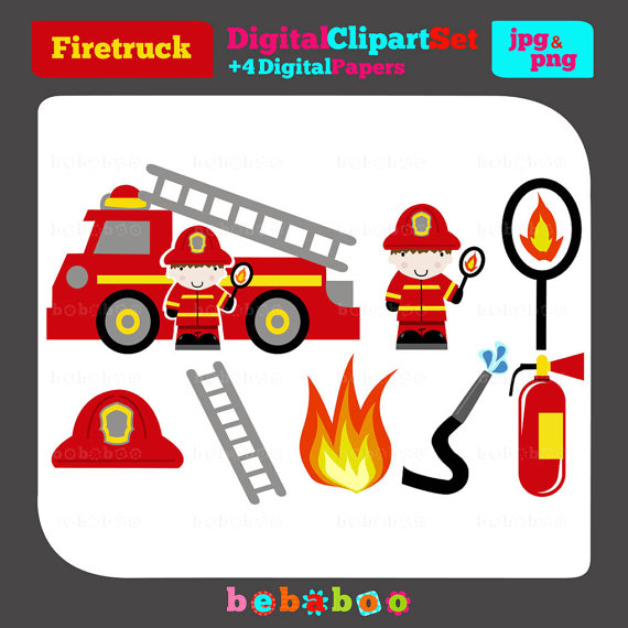 Clipart Digital Clip Art Firetruck Digital Clipart Firefighter