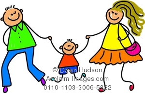 Clipart Image Of A Happy Little Boy Holding Hands With His Parents