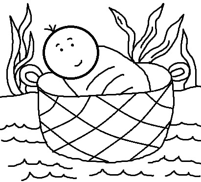 Free Baby Moses In The Basket Clip Art