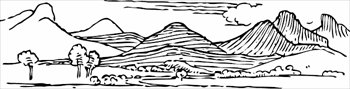 Free Mountain Range From Valley Bw Clipart   Free Clipart Graphics