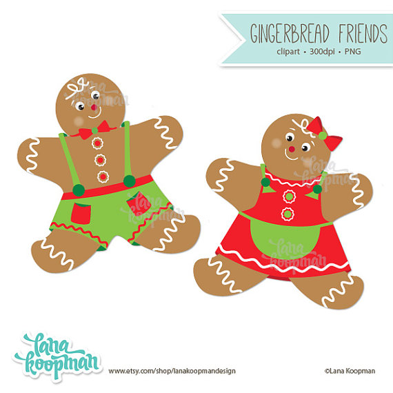 Gingerbread Clipart Gingerbread Girl And Boy Digital Clipart Cookie