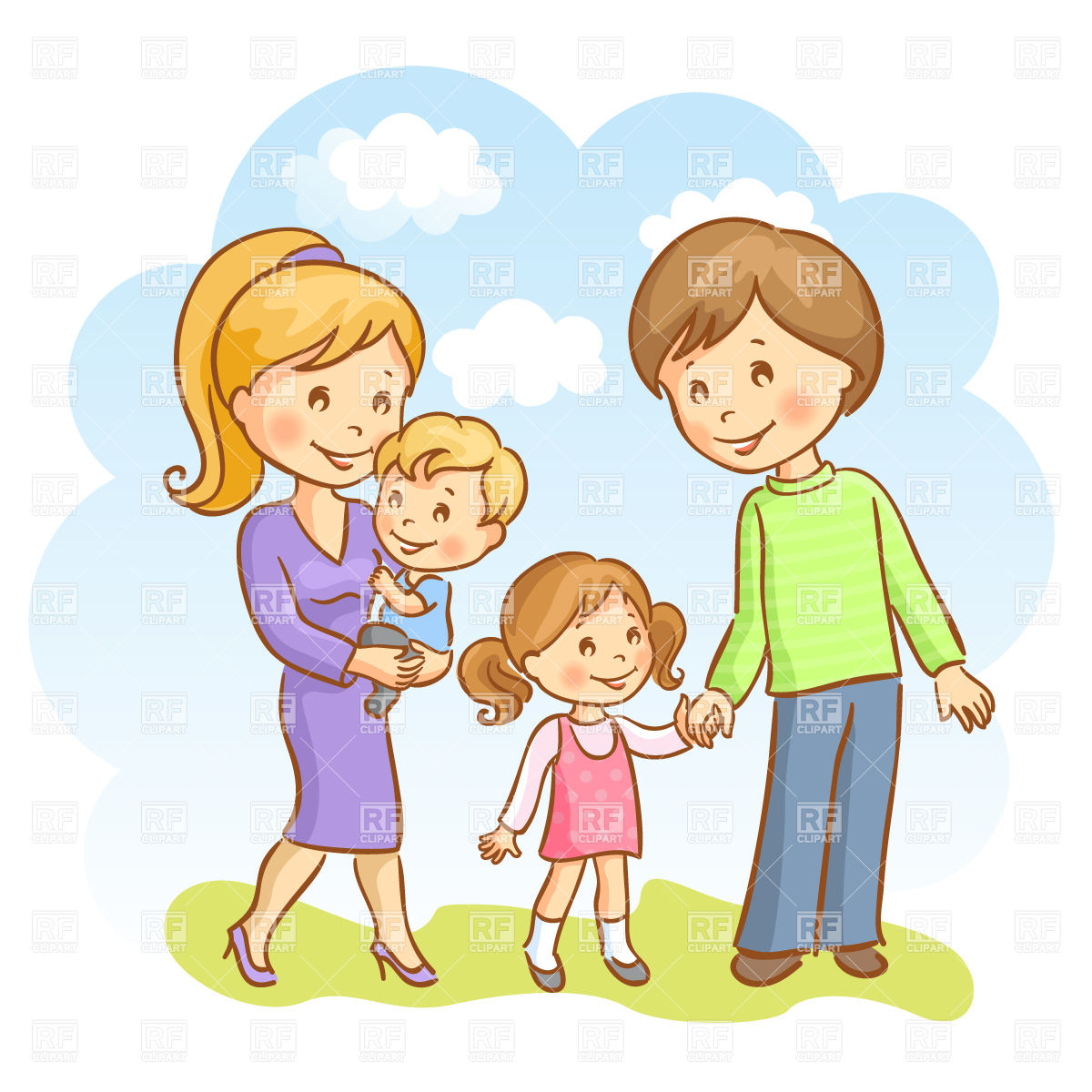 Happy Family   Mother Father Daughter And Baby Son 29483 Download