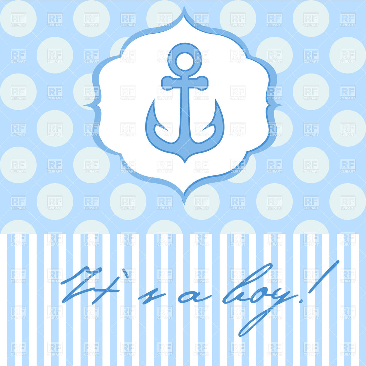 It S A Boy   Postcard With Anchor On Polka Dot Background 34176