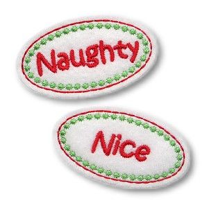Naughty And Nice Clip Cover Felt Stitchies  In The Hoop