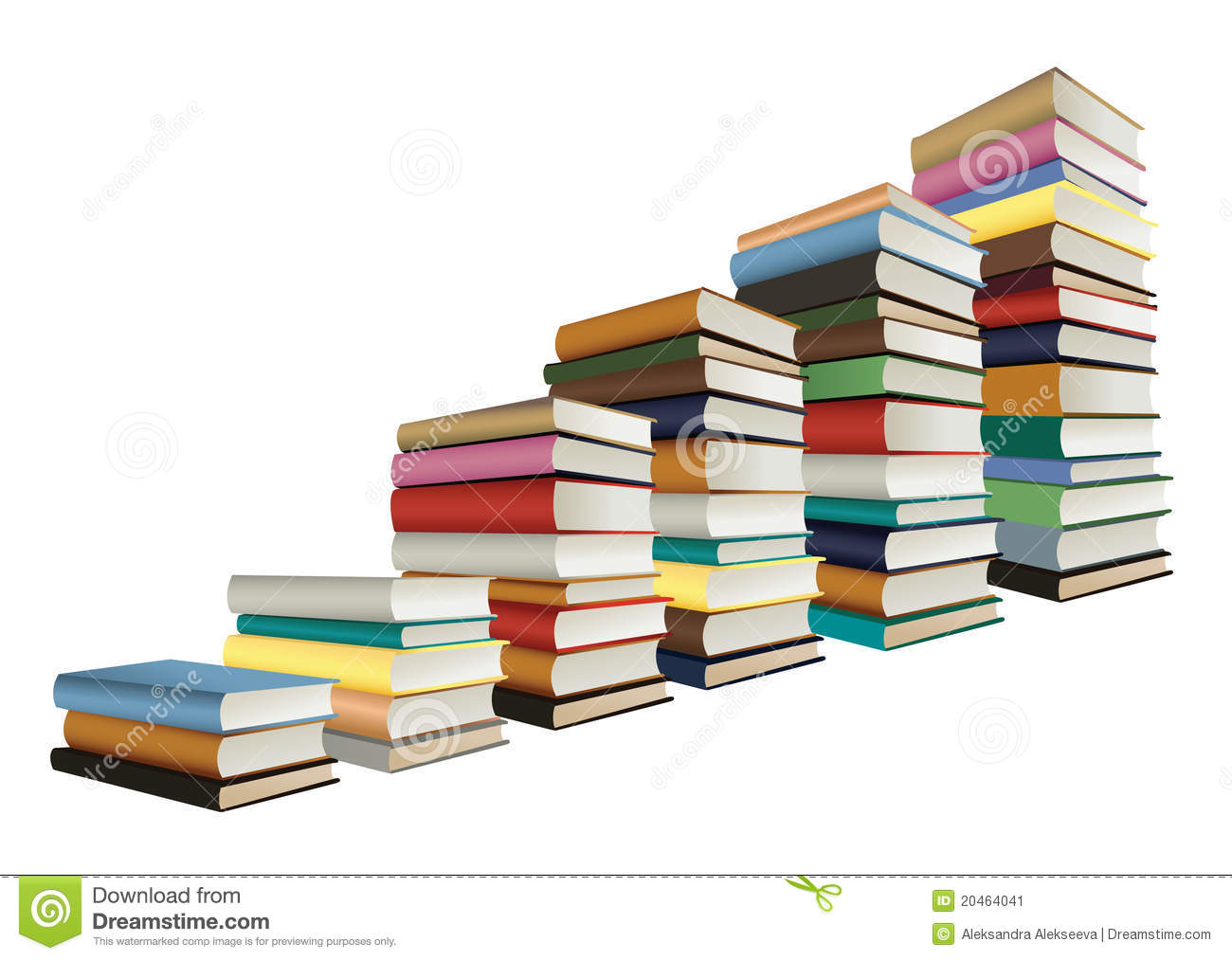 Stacks Of Books Staircase Shape On White Vector