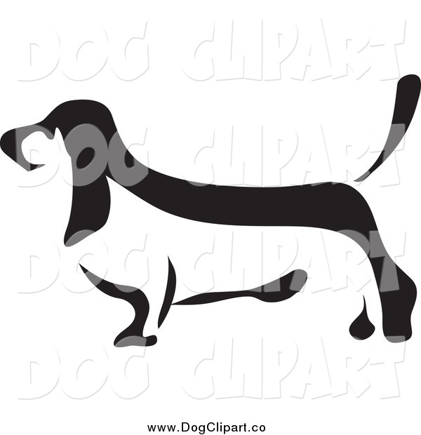 Vector Clip Art Of A Basset Hound In Black And White Profile By Prawny