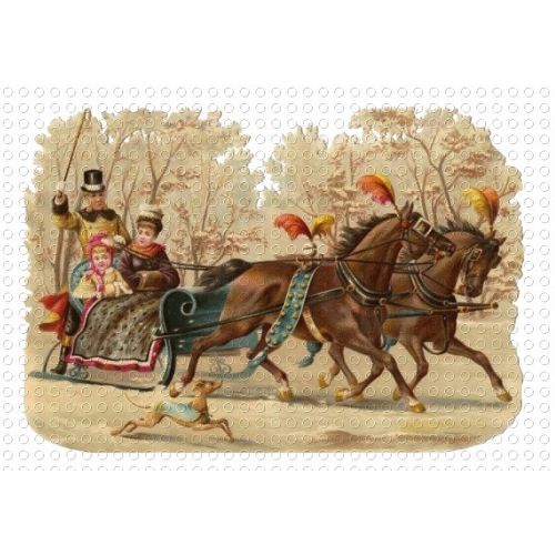 Victorian Sleds   Victorian Snow Sled Horses Driver Gif Clip Art