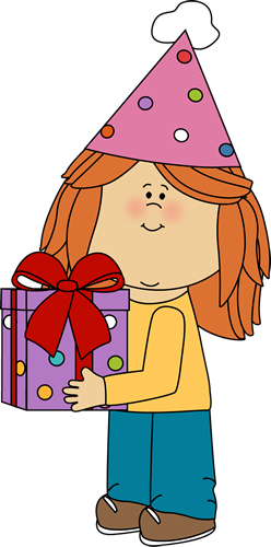 With Birthday Gift Clip Art   Birthday Girl With Birthday Gift Image