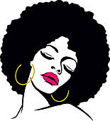 Afro Hair Hippie Woman Pop Art