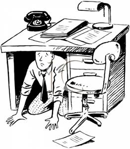 An Office Clerk Hiding From Responsiblities Under His Desk   Royalty