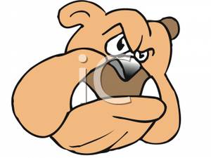 Cartoon Face Of A Bulldog Snarling   Royalty Free Clipart Picture