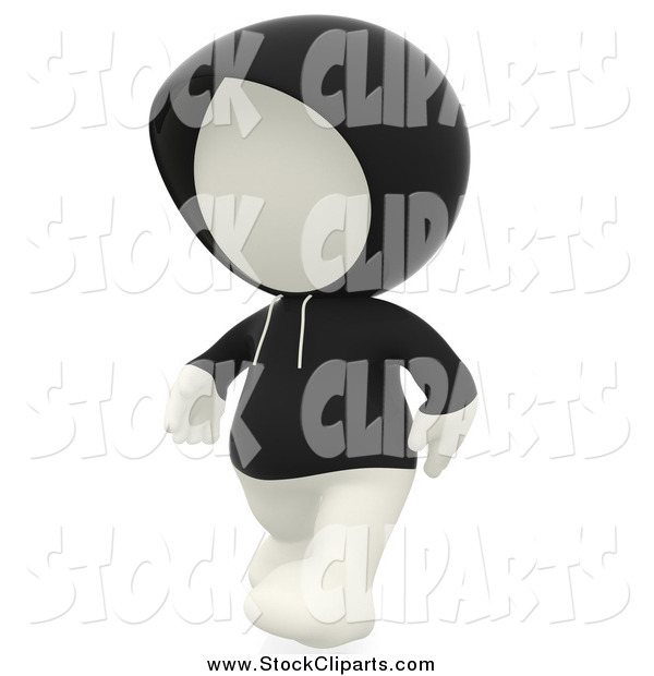 Clip Art Of A 3d White Man Wearing A Black Hoodie Sweater By Andresr
