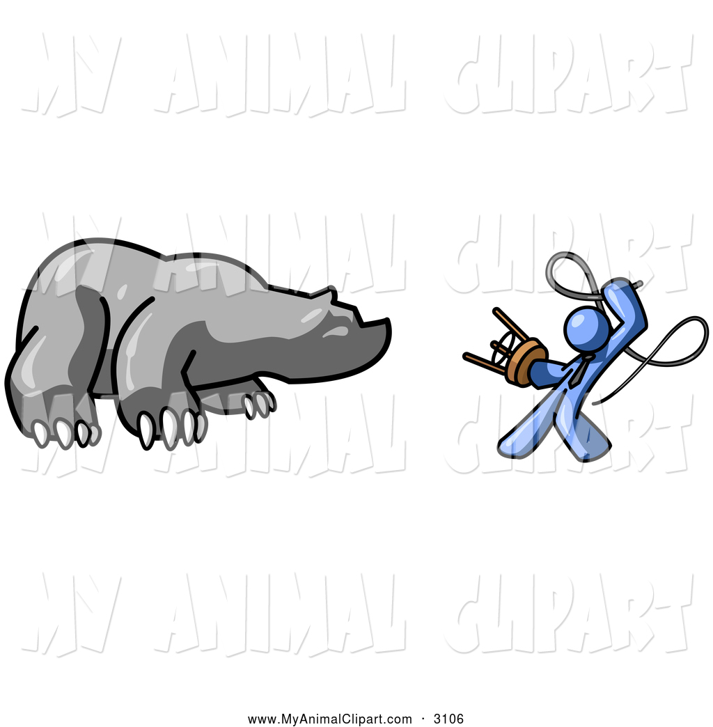Clip Art Of A Blue Man Holding A Stool And Whip While Taming A Bear At    