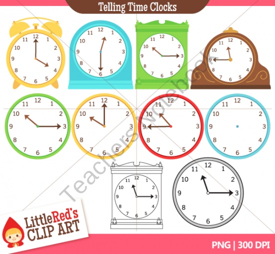 Clip Art  Telling Time Clocks   Blank  00  15  30  45 Clock Faces