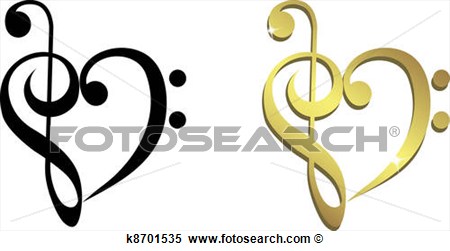 Clipart   Heart Formed Of Treble Clef   Fotosearch   Search Clip Art