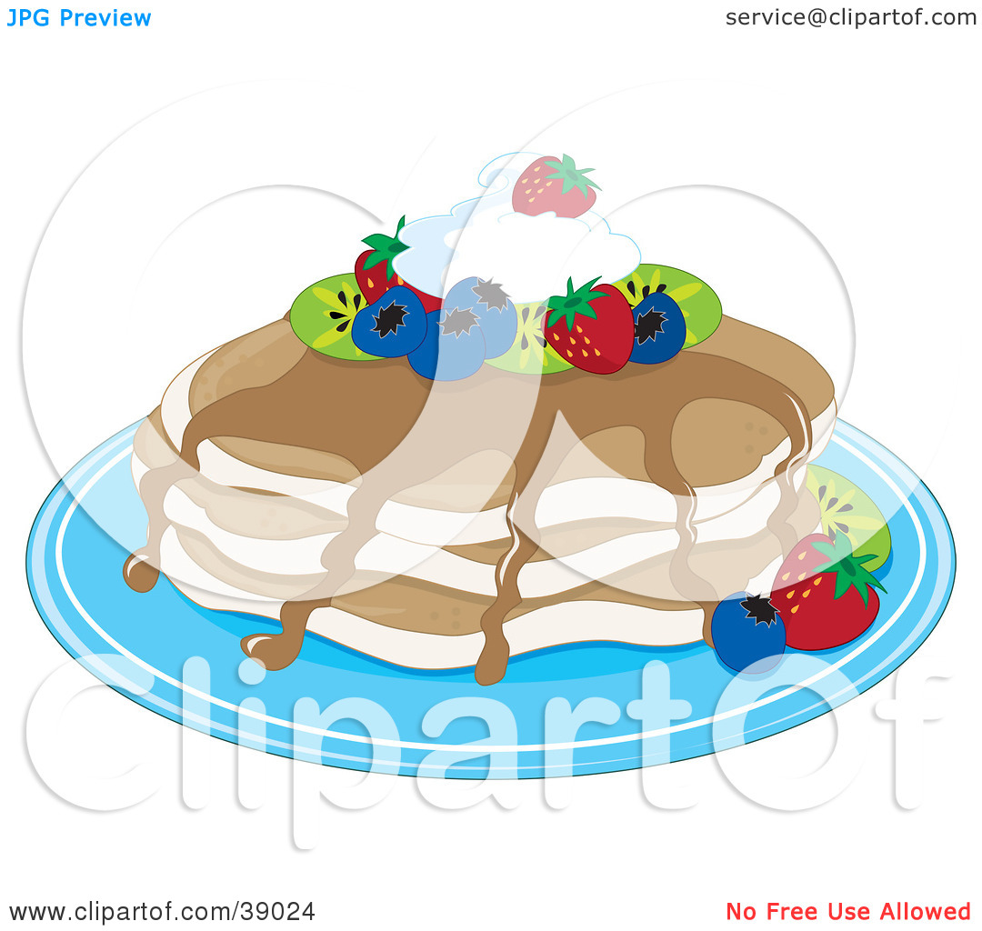 Clipart Illustration Of Buttermilk Pancakes Topped With Kiwis