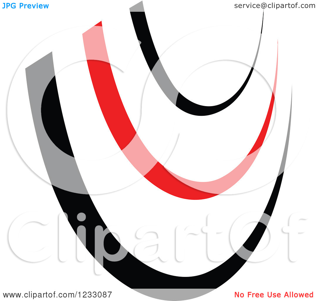 Clipart Of A Red And Black Swoosh Logo   Royalty Free Vector