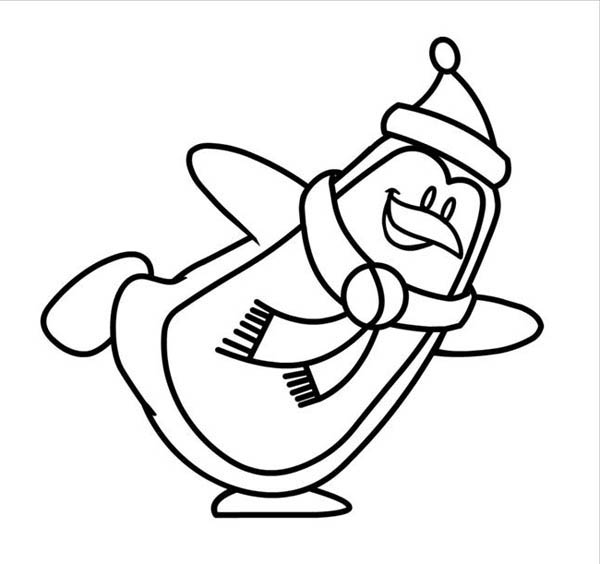 Coloring Pages A Happy Penguin Enjoy Christmas Coloring Page Jpg