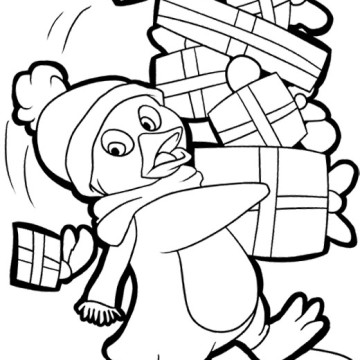 Coloring Pages Penguin On Happy Christmas Coloring Page Christmas