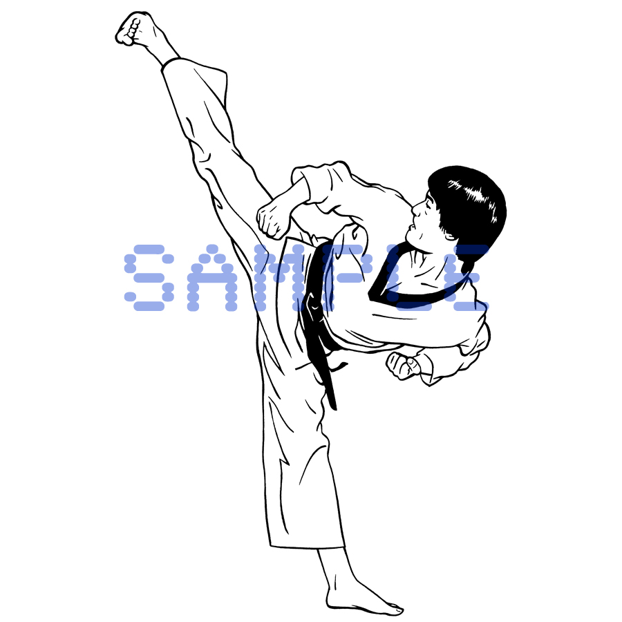 Happy Asian Martial Arts Karate Girl   Royalty Free Vector Clipart