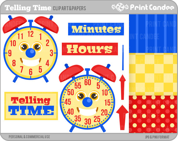 Telling Time   Not Commercial Use   Digital Clip Art   Clock Hands