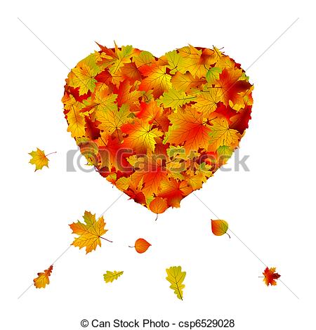 Vector   Heart Shape Made From Autumn Leaf  Eps 8   Stock Illustration
