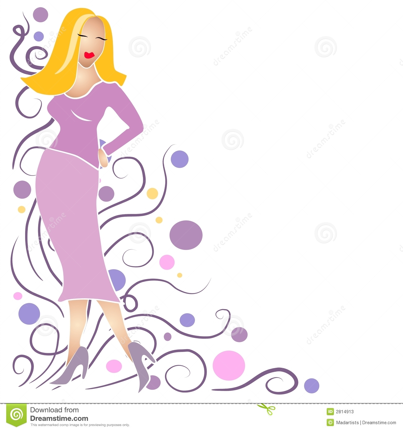 An Illustration Clip Art Of A Blonde Fashion Model Girl Posing In A