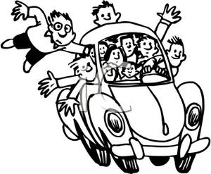 Car Full Of Teenagers   Royalty Free Clipart Picture