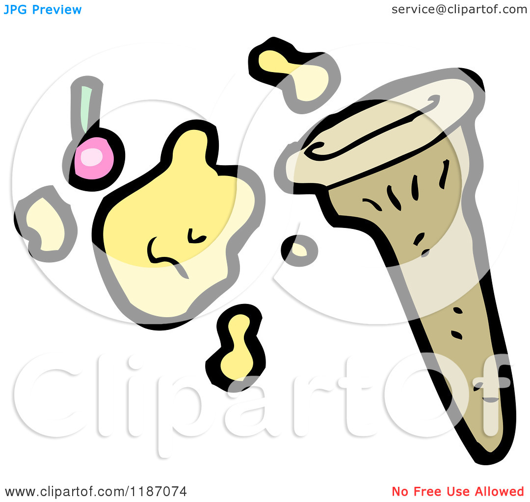Cartoon Of A Broken Ice Cream Cone   Royalty Free Vector Illustration