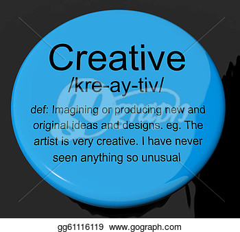Clip Art   Creative Definition Button Shows Original Ideas Or Artistic