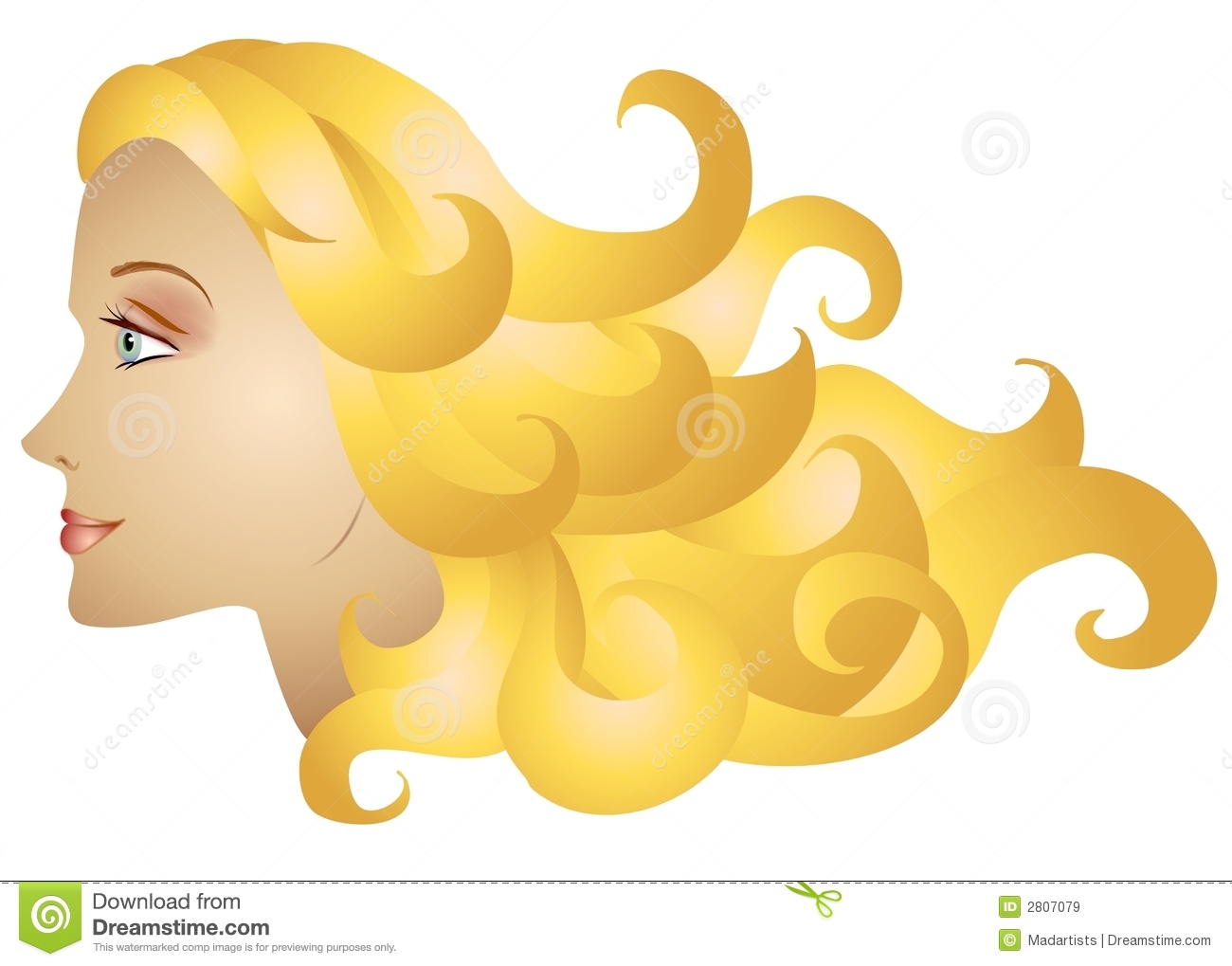 Clip Art Illustration Of A Woman   A Female Model Profile With Long