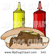 Clip Art Of A Funny Pet Wiener Dog Topped With Pickle Slices Lying On    
