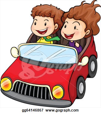 Clip Art Vector   Illustration Of A Girl And A Boy Riding In The Red