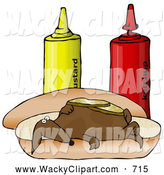 Clipart Of A Funny Wiener Dog Canine Topped With Pickle Slices Lying    