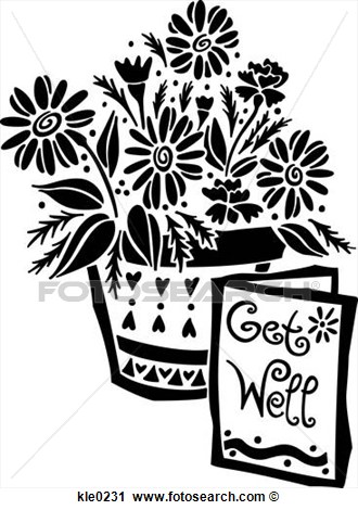 Clipart Of A Pot Of Flowers And A Get Well Card Kle0231   Search Clip    