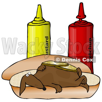 Comclipart Illustration Of A Funny Wiener Dog Topped With Pickle