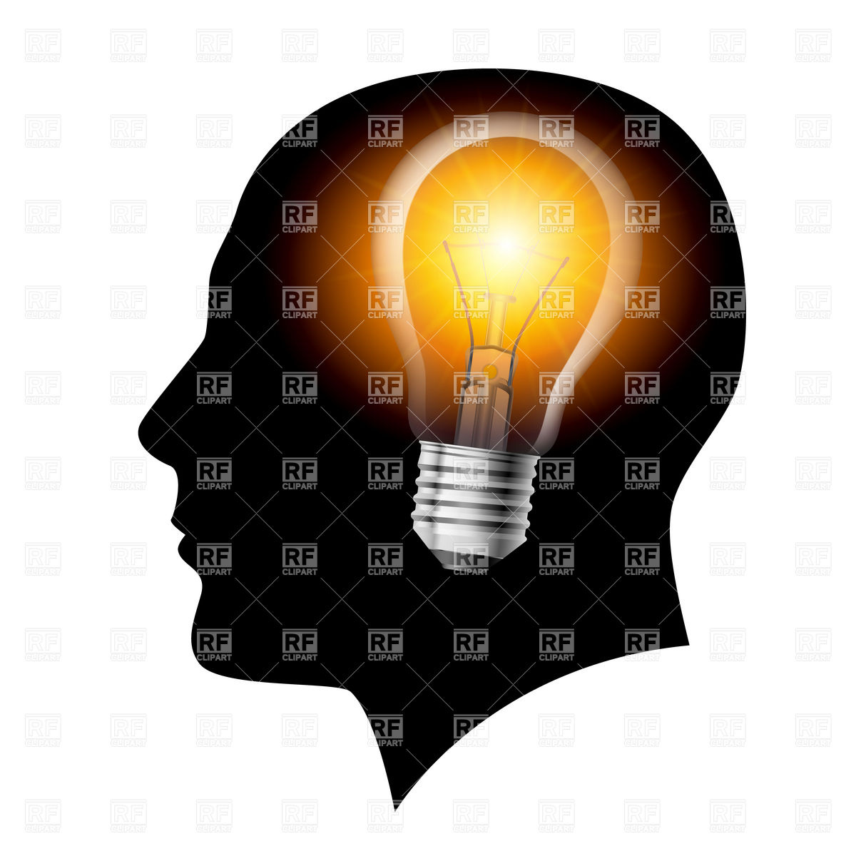 Creative Ideas   Light Bulb Inside Man S Head 7472 Download Royalty