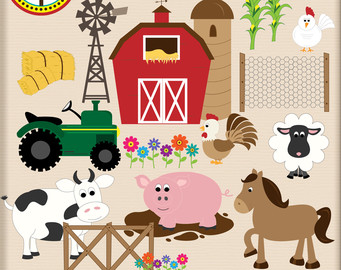 Farm Fun   Cute Digital Clipart Set For Personal And Commercial Use    
