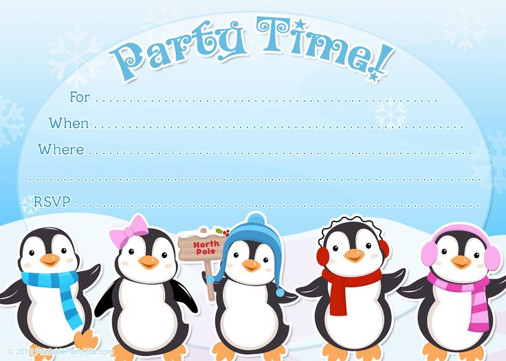 Free Printable Penguin Winter Or Christmas Invitation Template From