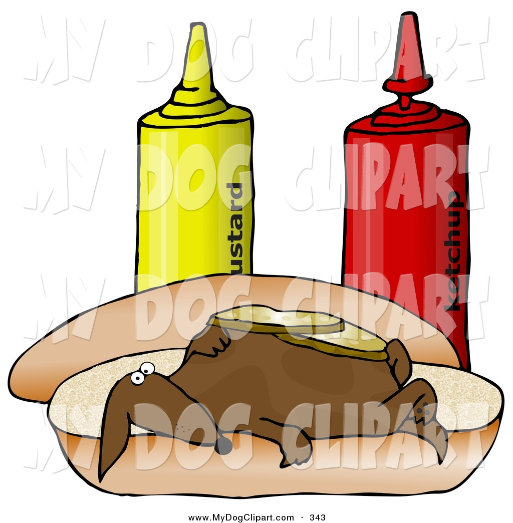 Funny Pet Wiener Dog Topped With Pickle Slices Lying On His Back On A    