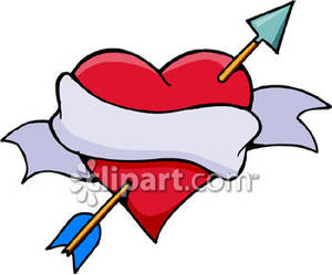     Heart With Cupids Arrow Through It   Royalty Free Clipart Picture
