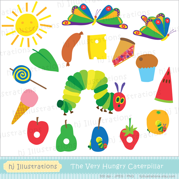 Hj Illustrations  Very Hungry Caterpillar Digital Clipart