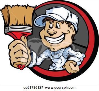 Painter Contractor With Paint Brush Cartoon Vector Image  Eps Clipart