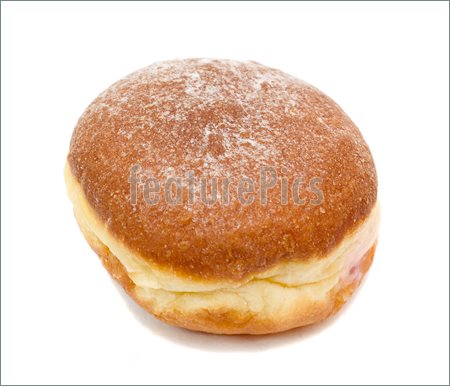 Photo Of Fresh Doughnut With Jem Isolated On White