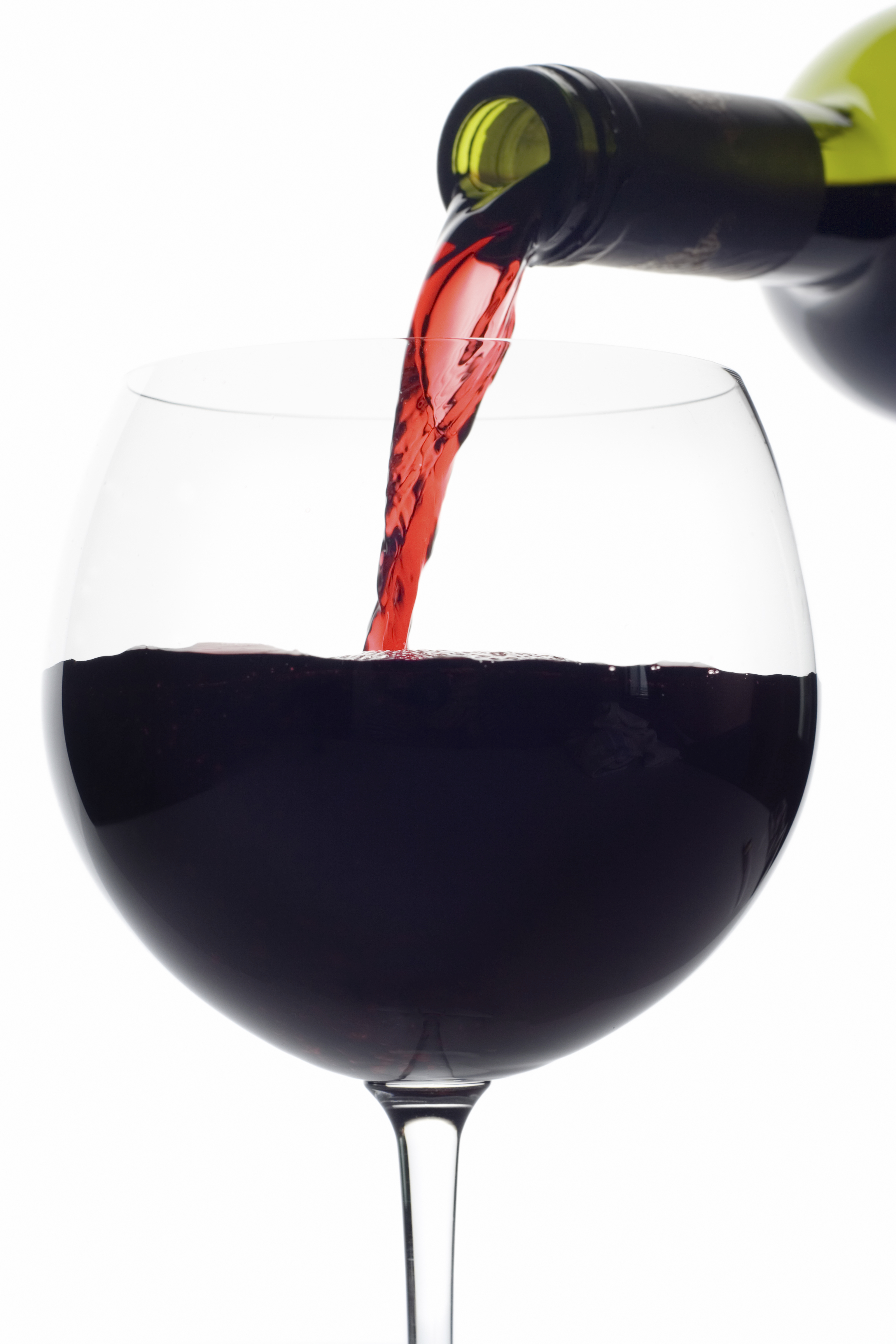 Red Wine Pouring Down From A Wine Bottle  Clipping Path Included
