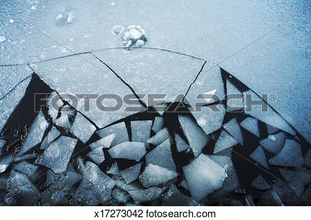 Stock Photo   Cracked Broken Ice On Pond  Fotosearch   Search Stock
